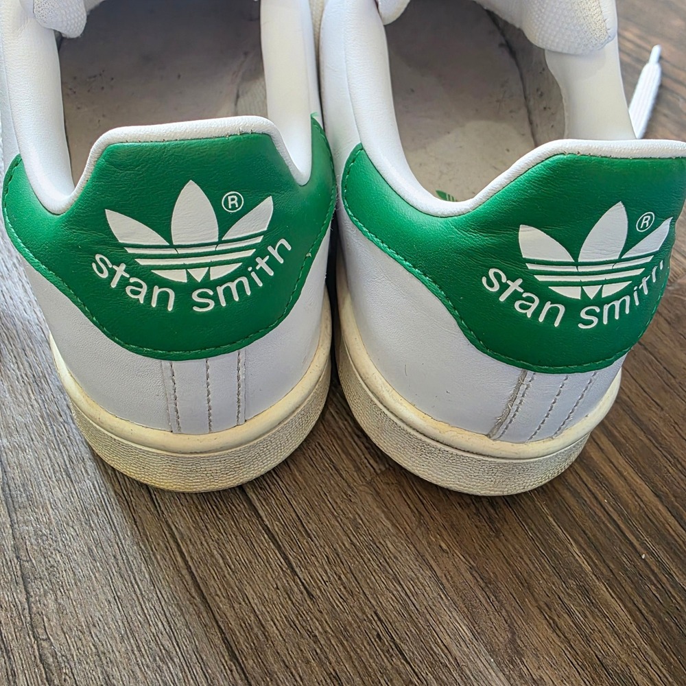 adidas Stan Smith White Green Leather Sneakers Mens size 9.5 - Picture 13 of 13